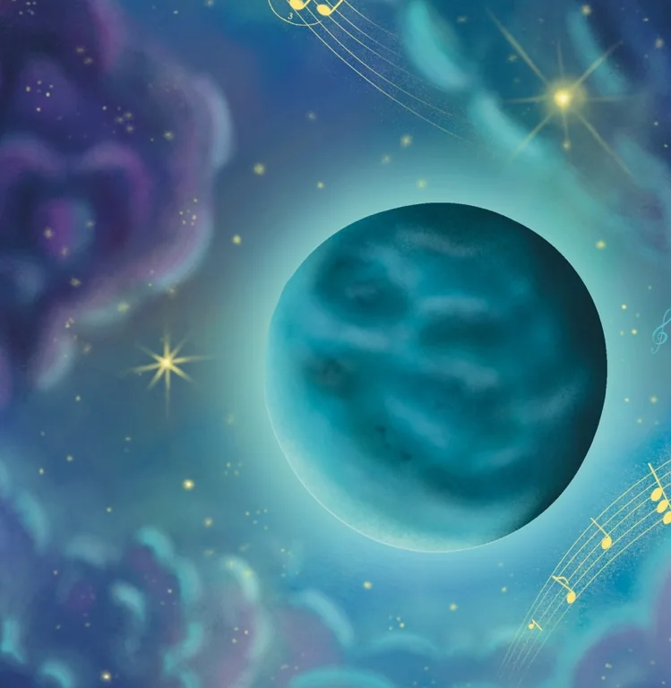 Detajl ilustracije modrega planeta