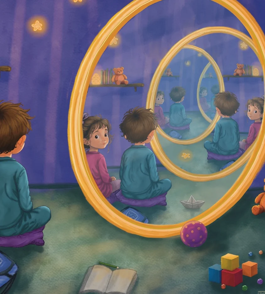 Detajl ilustracije Deniz Tavčar iz knjige Harmonika pripoveduje o sanjah